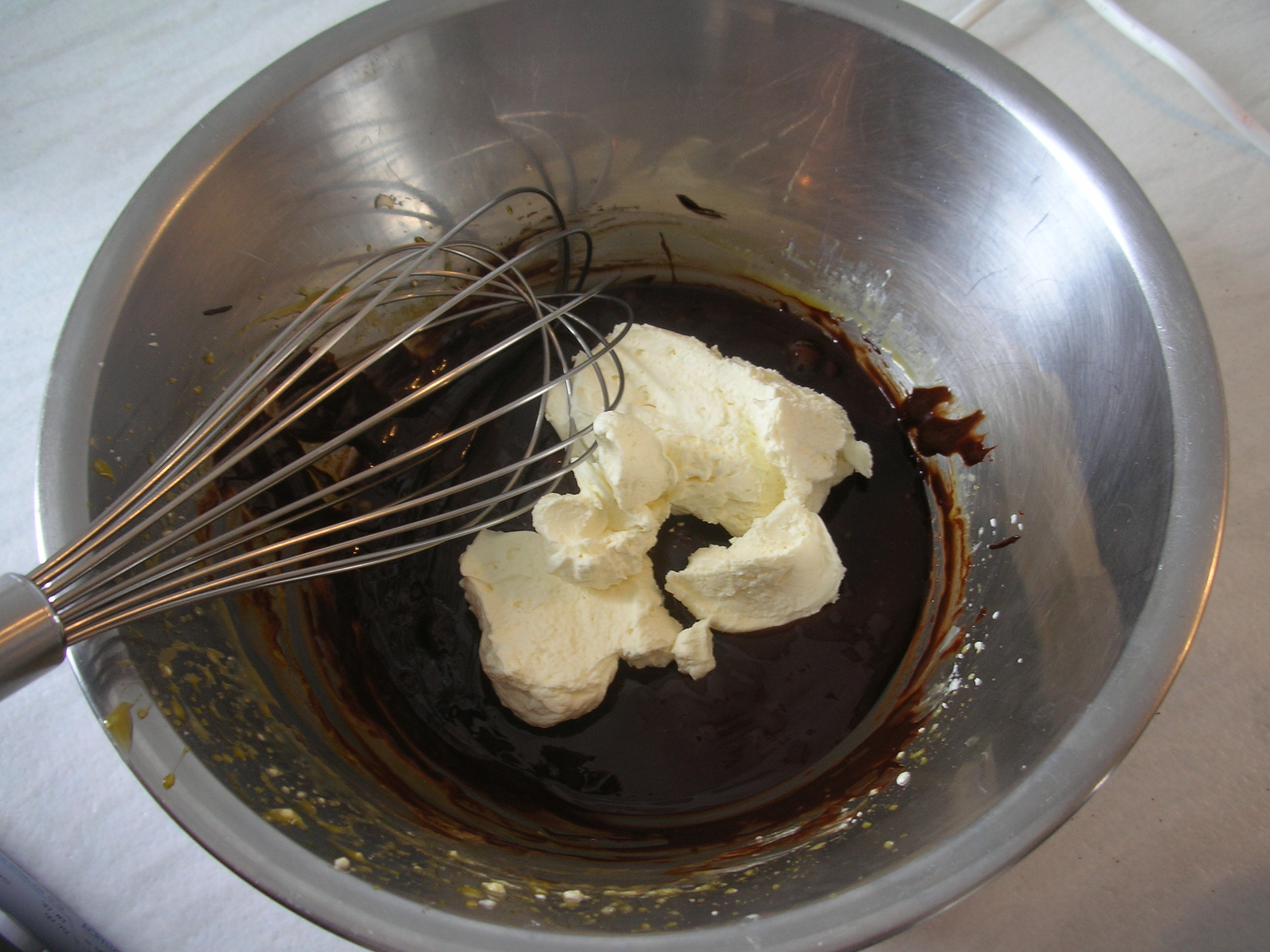 chocolate, coffee, sugar, egg yolks - and then  cream