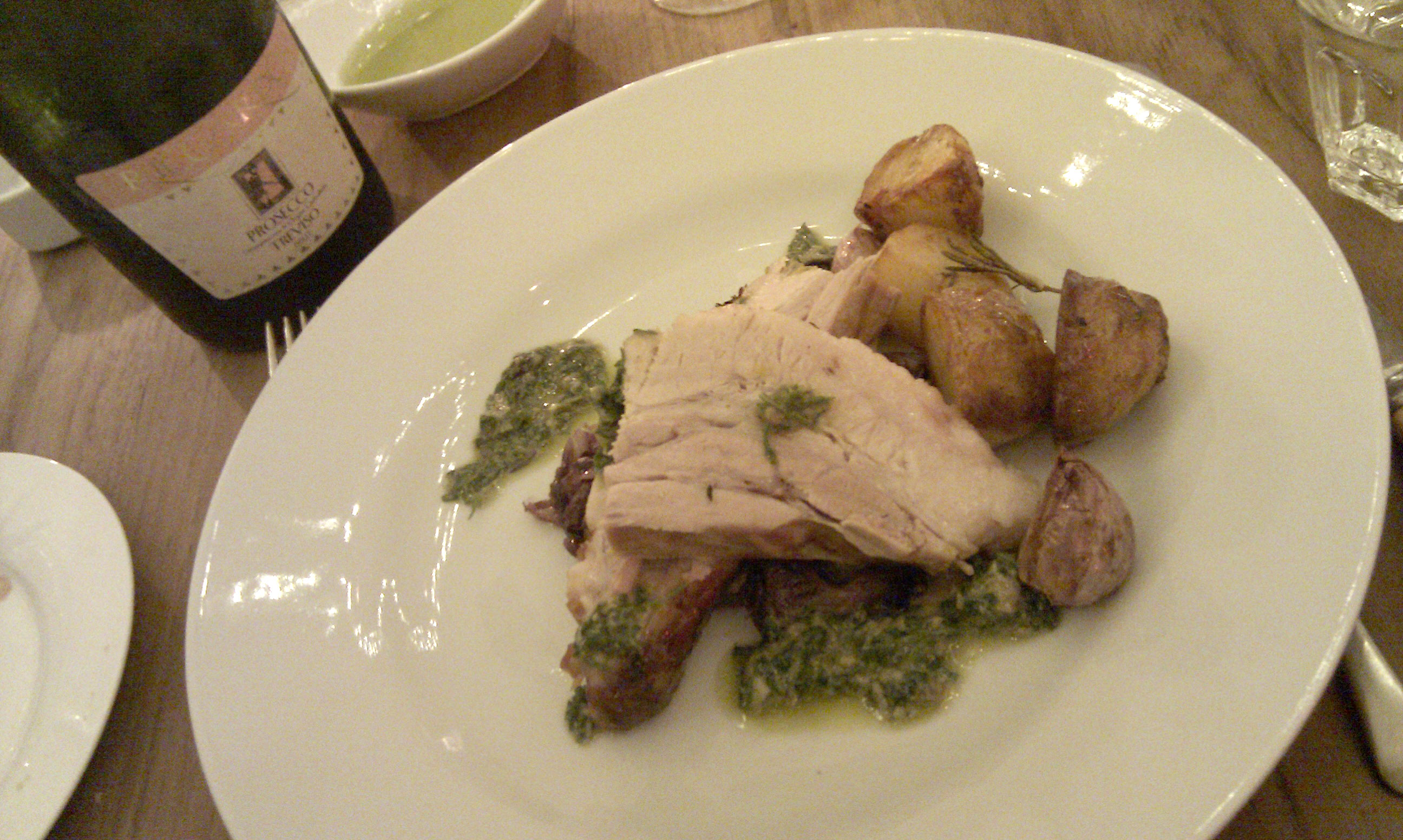 pork belly and Prosecco Riccardo at Secret Larder