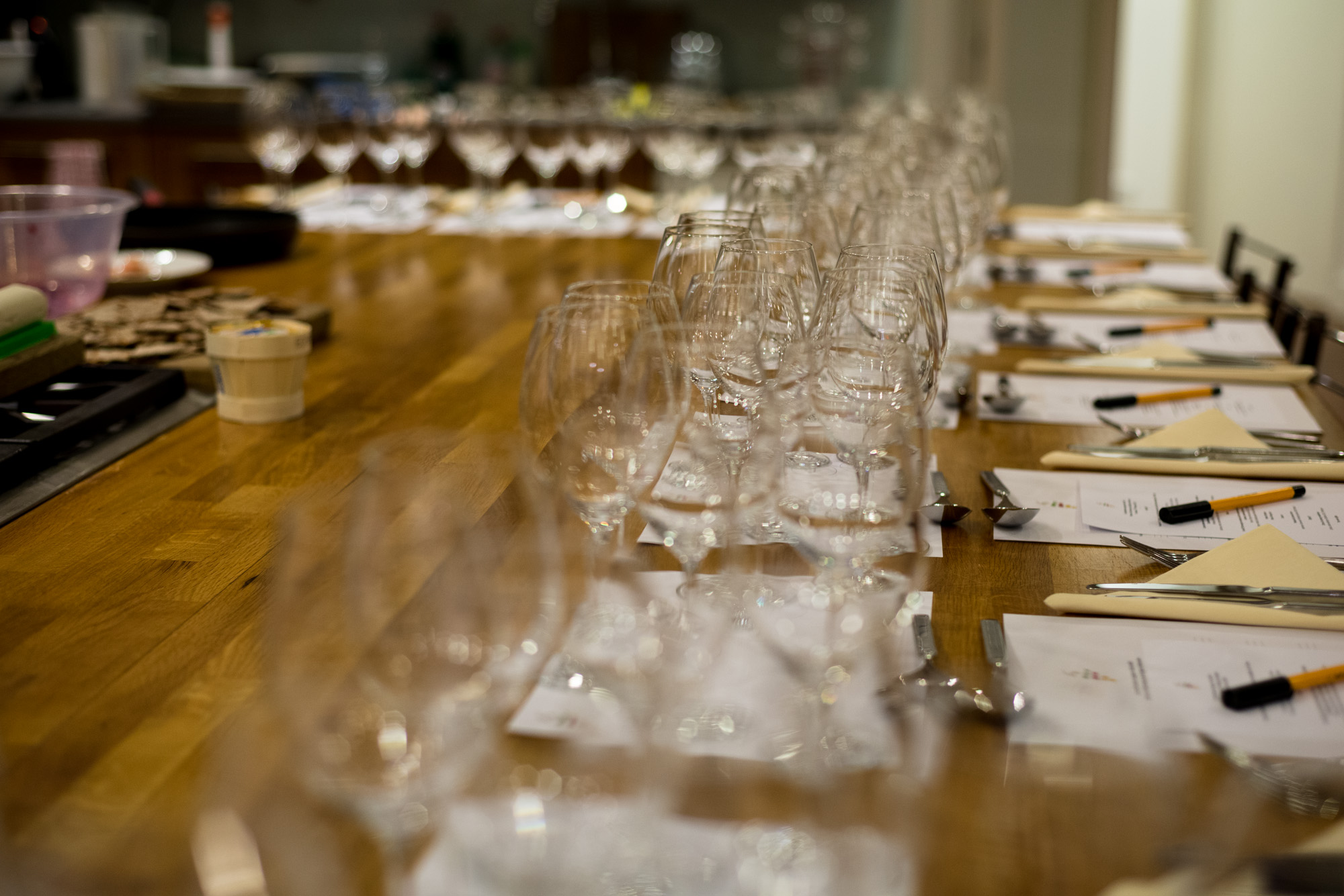 glasses waiting to be filled