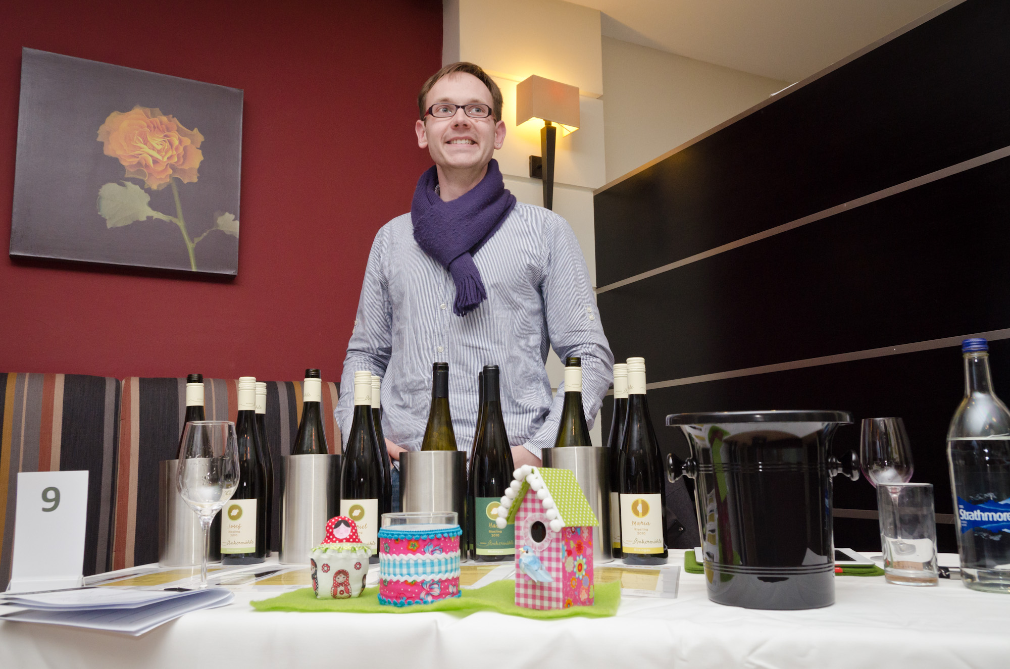 Jörn Goziewski, Weingut Ankermühle; note the cute details on the table